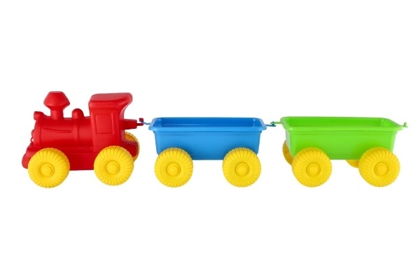 Trein + 2 wagons kunststof 60cm in net