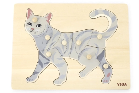 Houten montessori insteekpuzzel - kat