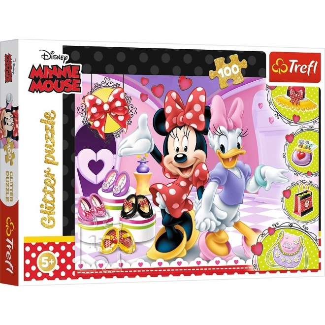 Puzzel 100 stukjes Minnie en Glitter