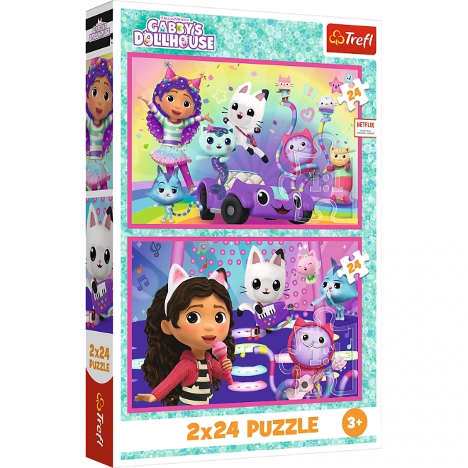Puzzel 2x24 Spelletjes met Gabby - Gabby’s Poppenhuis Tref 34433
