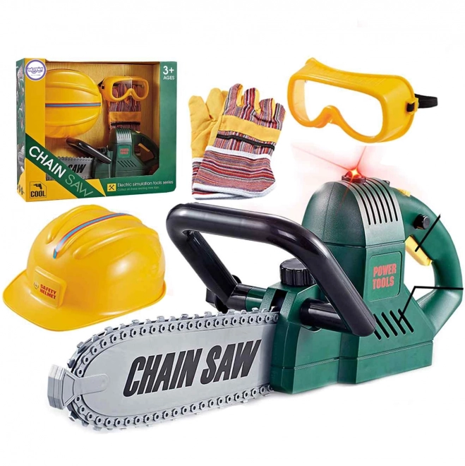 Grote set zaag, helm, bril en handschoenen Woopie