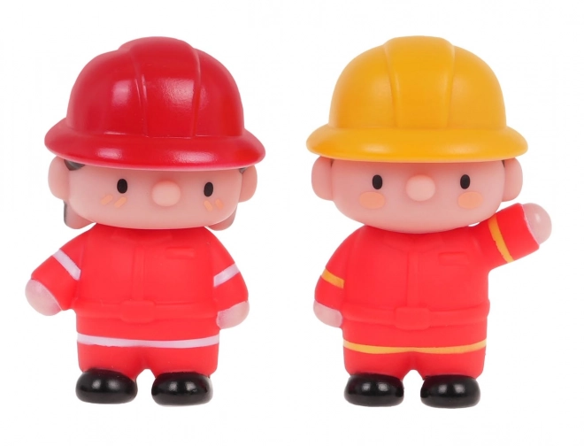 Set van brandweermannen met voertuigen
