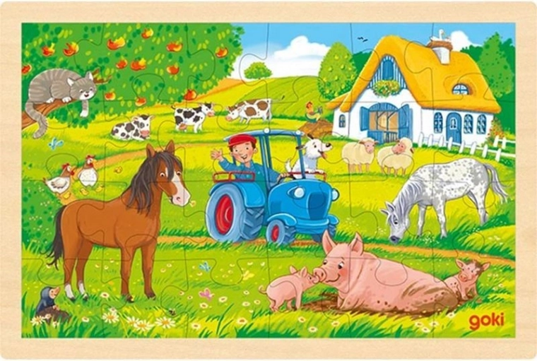 Houten puzzel boerderij 24 stukjes Goki