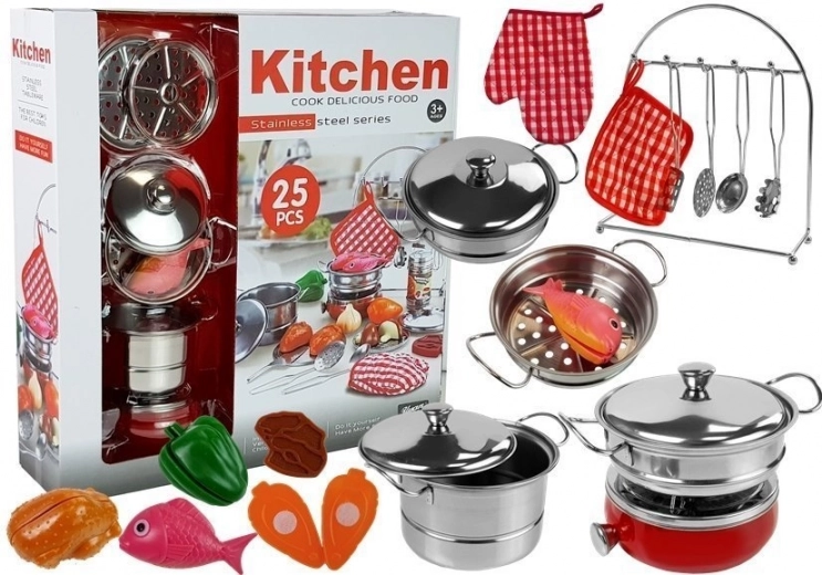 RVS kinderset pannen Kleine Chef