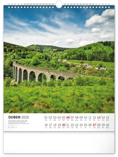NOTIQUE Muurkalender Wandelen door het Tsjechische landschap 2025, 30 x 34 cm