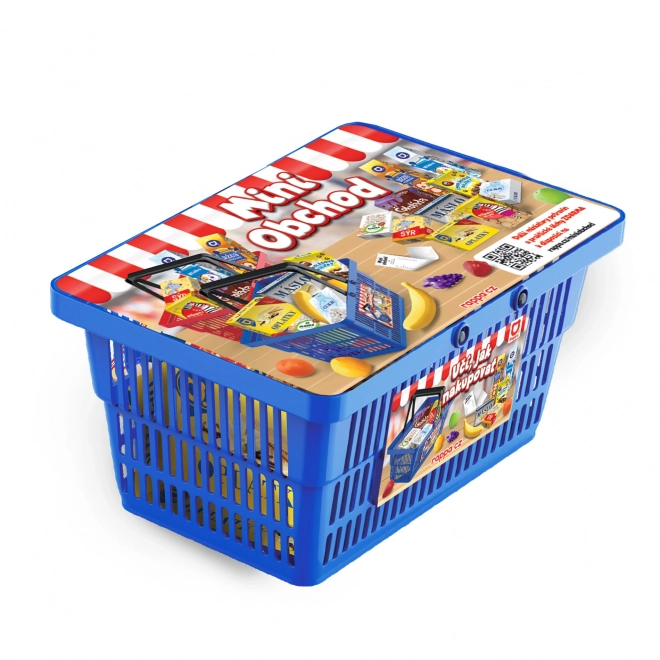 MINI WINKEL - winkelmandje met accessoires en leer hoe te winkelen - blauw