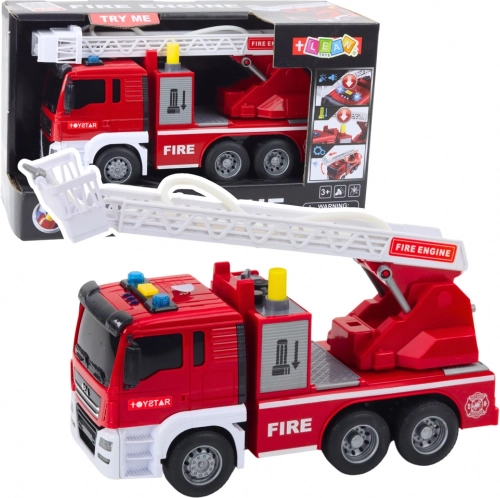 Brandweerauto met uitschuifbare arm, water, licht en geluiden 1:14 – rood
