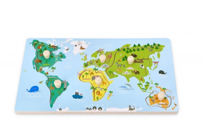 Puzzel met handvatten wereldkaart
