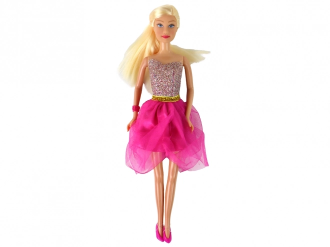 Pop Lucy met roze glinsterende jurk en set schoenen