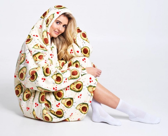 Cozy Noxxiez CH353 Avokado - warme TV hoodie-deken met capuchon voor tieners en volwassenen