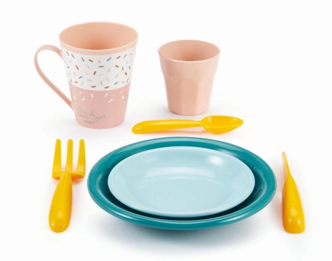 Kleurrijke plastic picknickset