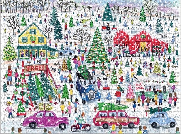 Galison puzzel boerderij met kerstbomen 1000 stukjes