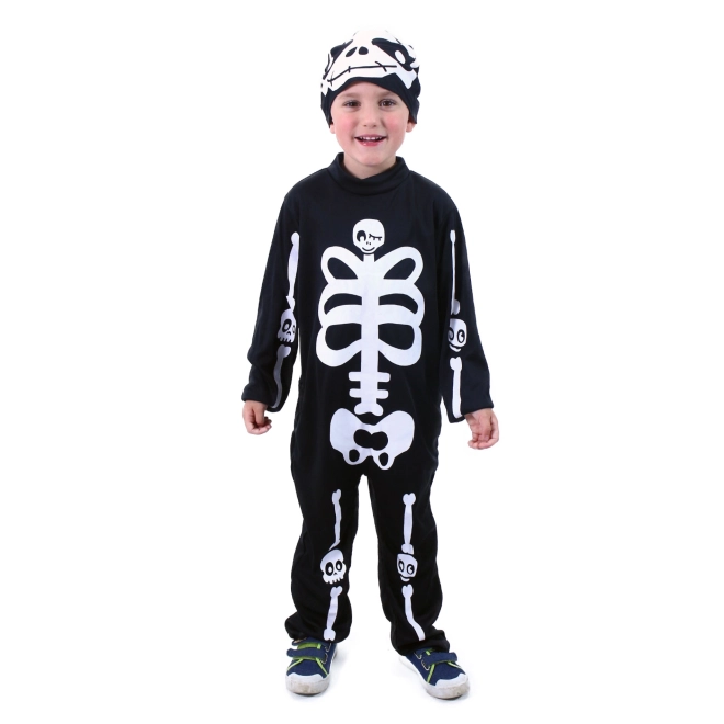Kinder kostuum skelet met hoed (M)