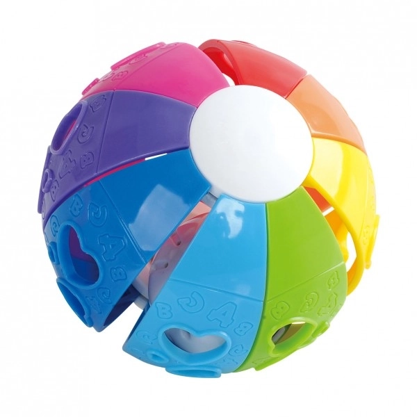Regenboog bal rammelaar kunststof 10cm 6m+