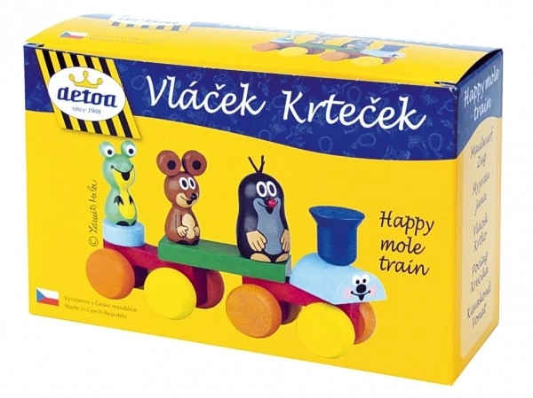 Trein Krtek hout 15cm in doosje