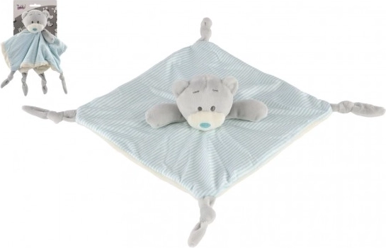 Knuffeldoekje Beertje blauw‑crème 25 × 25 cm