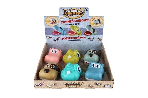 Spel reactievermogen UHNIPRST vingerbijtend diertje plastic 12x16cm 6 soorten 6 stuks in doos