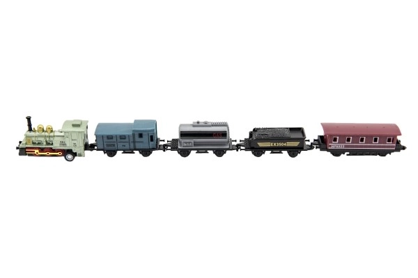 Trein met wagons 5 stuks, metaal/kunststof, 8 cm, met terugtrekmechanisme