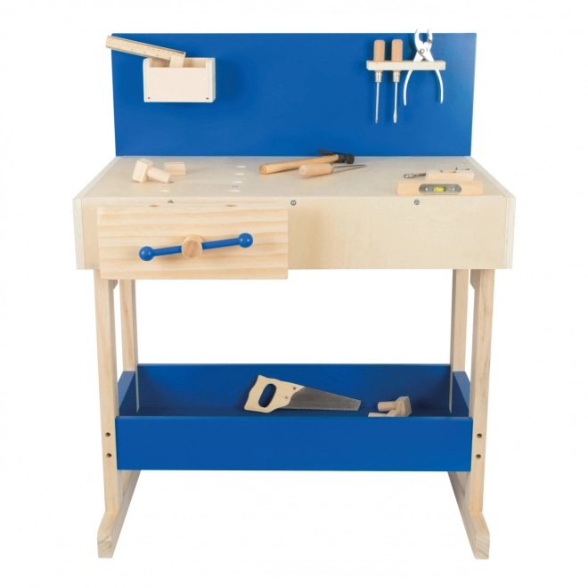 Kleine Voet Kinderwerkbank blauw met accessoires