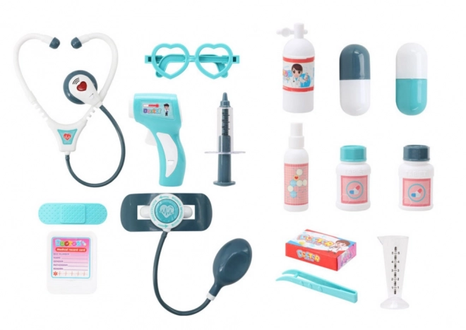 Medische set van de kleine dokter in blauwe koffer Licht Blauw
