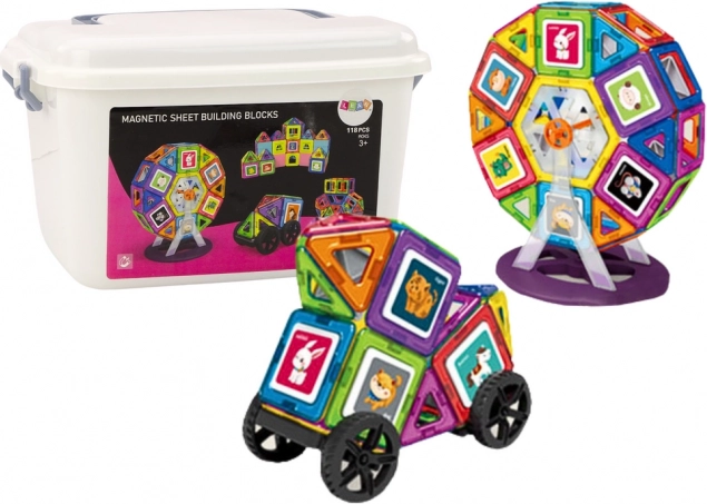 Magnetische constructieset in koffertje 118 stuks – waterrad en gebouwen
