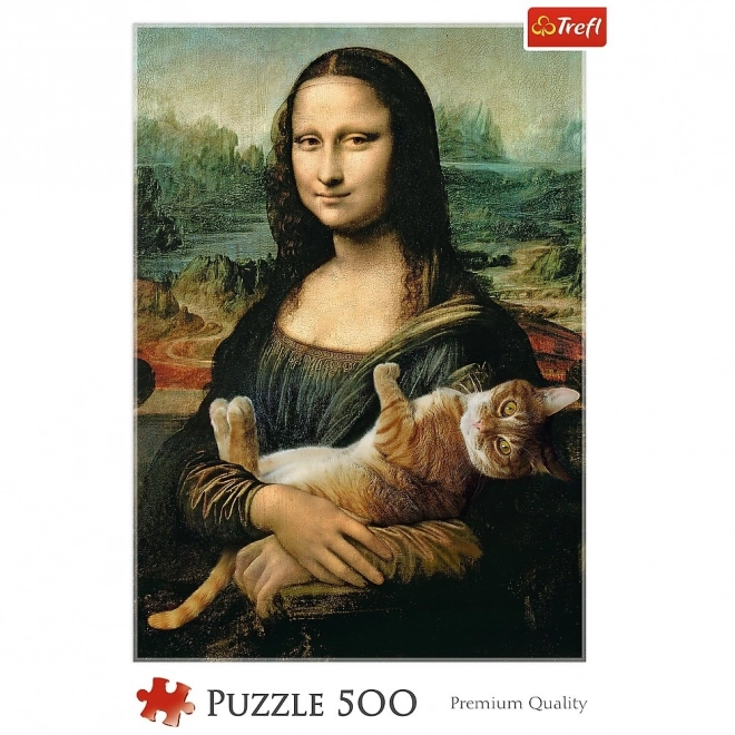 Puzzel Mona Lisa met kat Purr, 500 stukjes