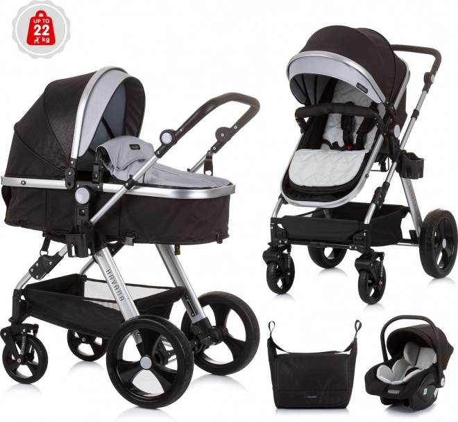 CHIPOLINO Kinderwagen Combinatie HAVANA 2v1 Obsidian
