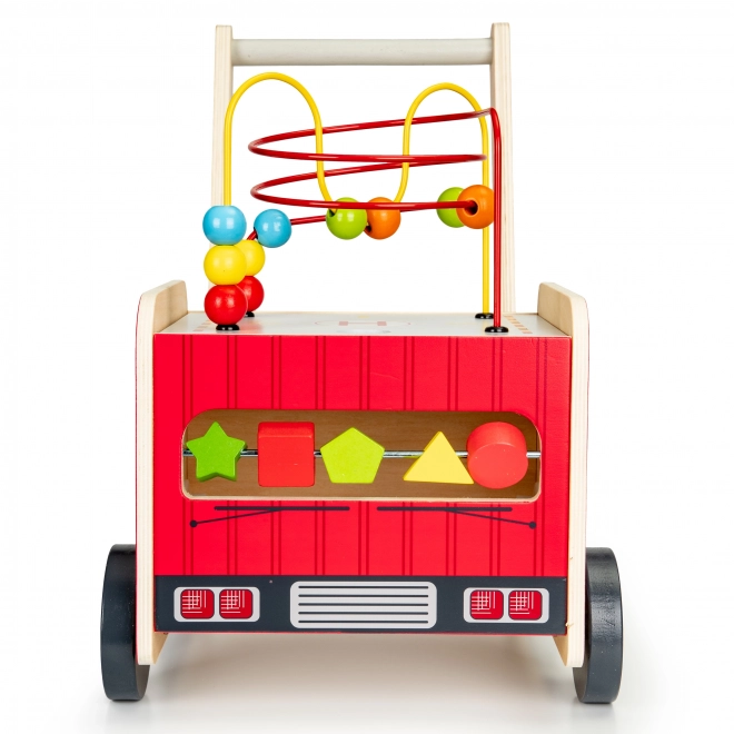 Houten educatieve loopwagen met blokken - Brandweerauto ECOTOYS