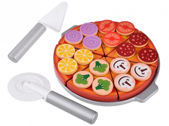 Houten pizza om te snijden met accessoires