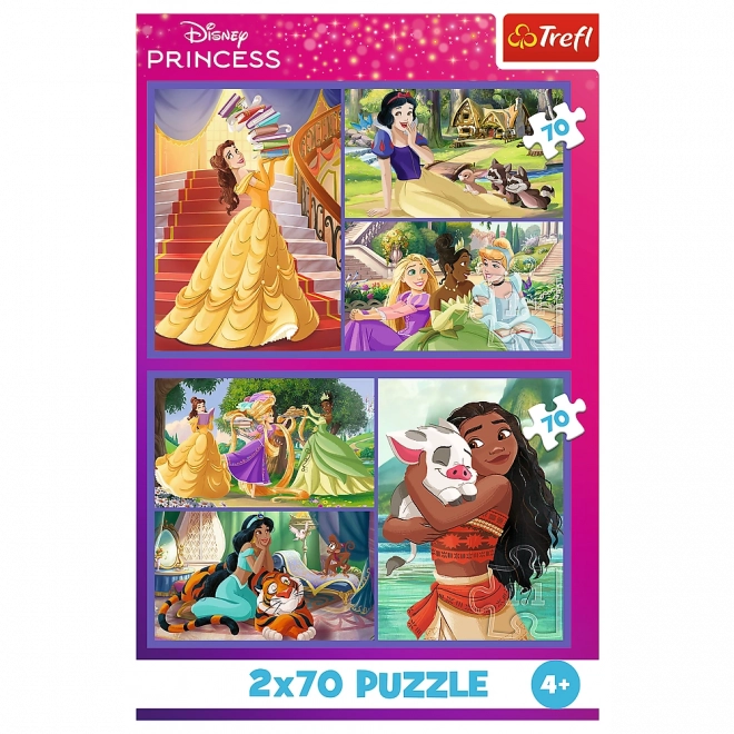 Puzzel 2x70 Sprookjesachtige dagen Disney Prinsessen