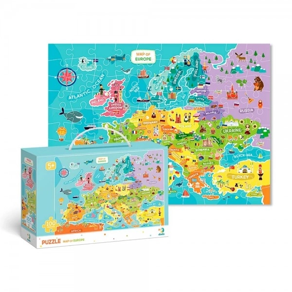 Puzzel Kaart van Europa -100 stukjes