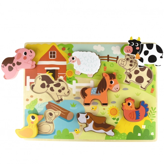 Houten Montessori inlegpuzzel boerderij TOOKY TOY