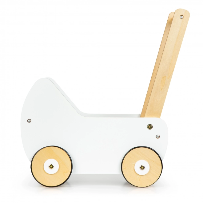 ECOTOYS Houten wagen voor poppen wit