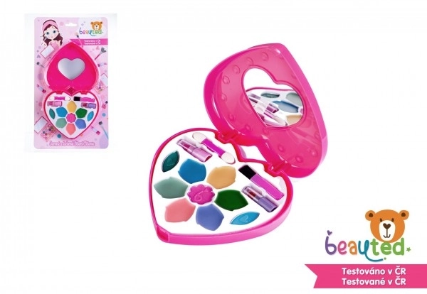 Kinderset make-up Beauted hartvormig palet met spiegeltje