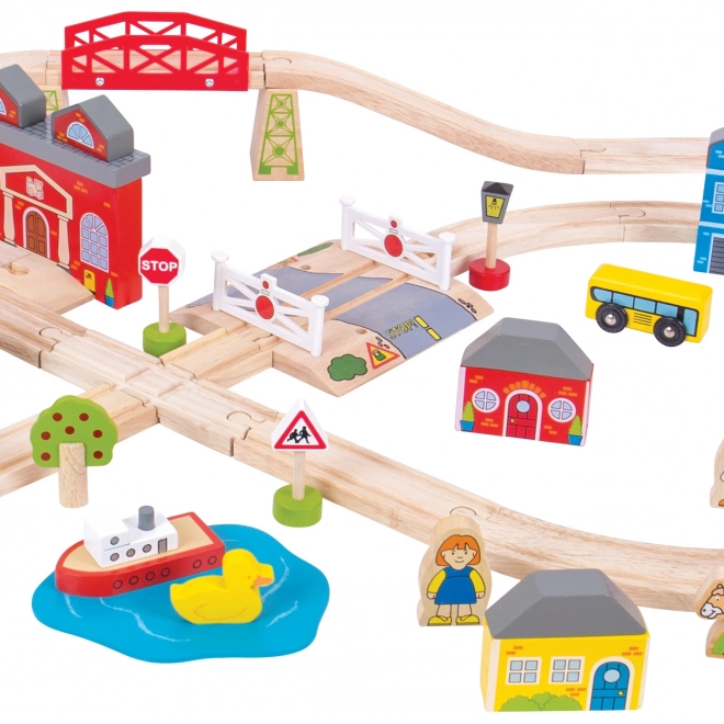 Bigjigs Rail Houten Treinset stad en dorp 101 stukken