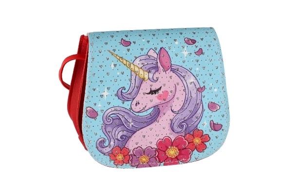 Handtas/Unicorn Tas met steentjes plastic 4 kleuren in zak 17x15x3cm