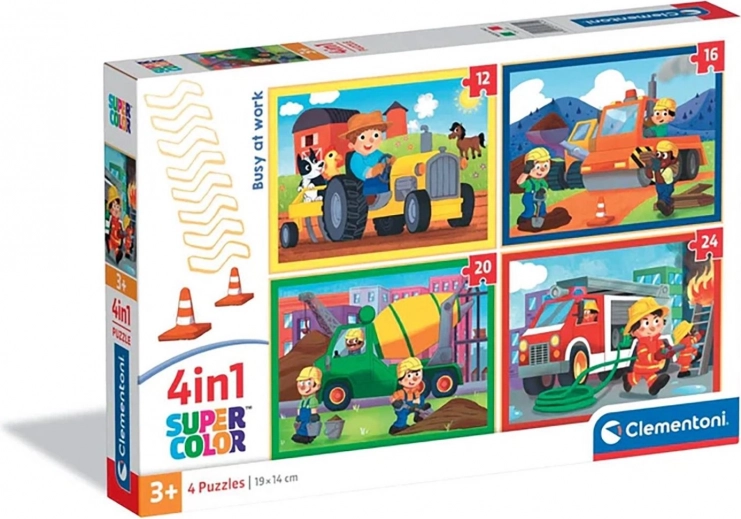 Clementoni puzzel Druk aan het werk 4-in-1 (12, 16, 20 en 24 stukjes)