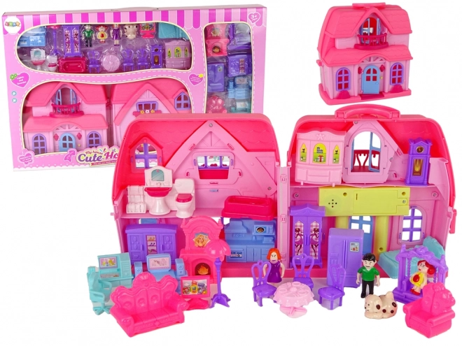 Villa Set met Verlichting Plastic Roze