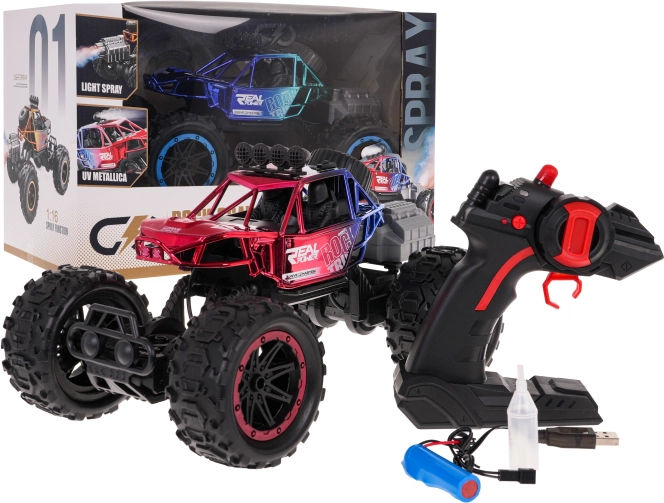 RC crawler REAL ROCK met rookfunctie 1:16 – Rood