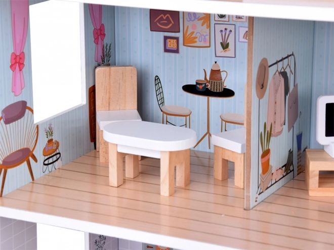 Betoverend huisje met meubels Stijlvolle houten villa voor poppen ZA5368