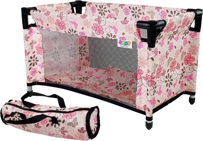 Poppenbedje Alice roze met bloemen