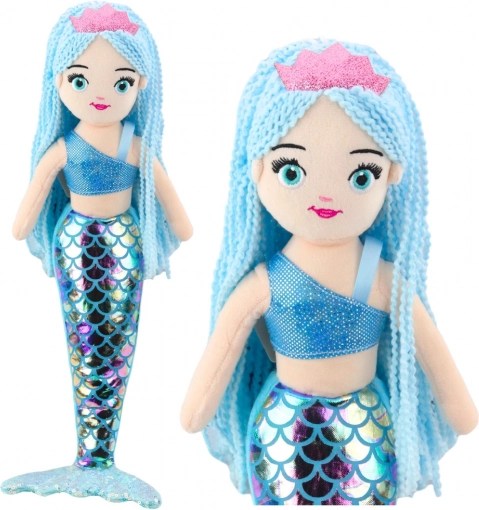 Pluche Zeemeermin met Holografische Staart Blauw 48cm