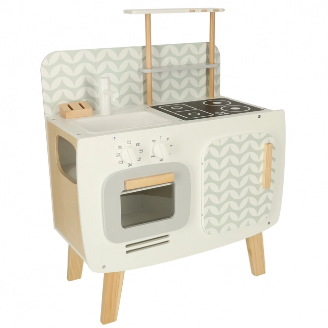 Retro houten kinderkeuken met accessoires