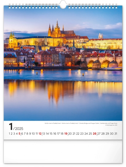 Muurkalender Praag 2025, 30 × 34 cm