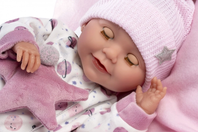 Knipperende realistische babypop Llorens met geluiden 42 cm