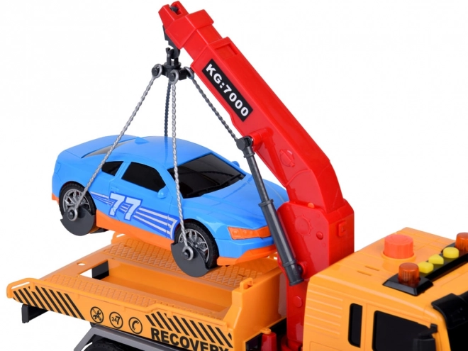 Speelgoedauto met bergingsvoertuig met licht en geluid SUPER beweegbare HDS-kraan
