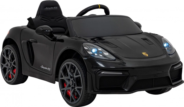 Elektrische kinderauto Porsche 718 Spyder RS met MP4-paneel – zwart