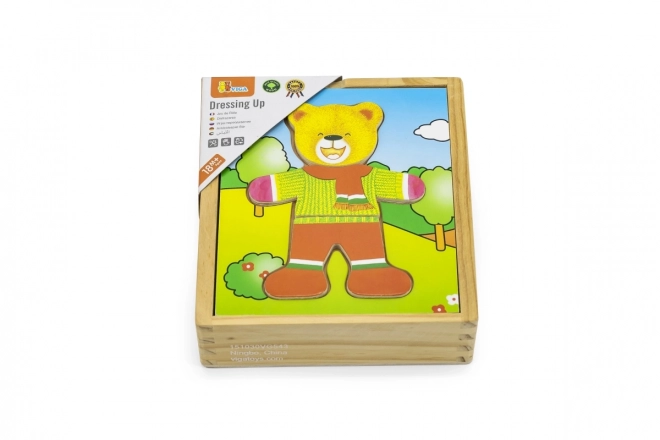 Houten puzzel VIGA Kleed de beer aan