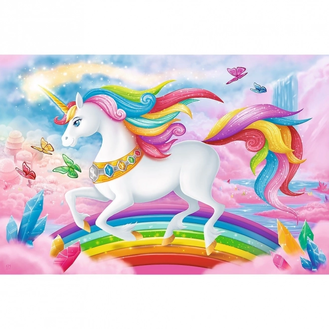 Puzzel In de Kristallen Wereld van de Eenhoorn 100 stukken 41x27,5cm in doos 29x19x4cm