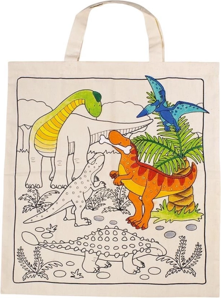Katoenen tas om in te kleuren – dinosaurussen